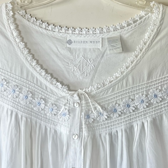 Eileen West Nightgown Extra Large Cottagecore Floral Lace Cotton Grandma Gown - Picture 3 of 11